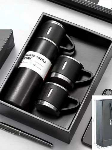 Double wall stainless steel vacuum thermos flask with 2 Free Cups( 500 ml)