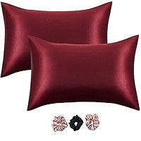 Silk pillow covers Set  ( pack of 2) with 3 scrunchies