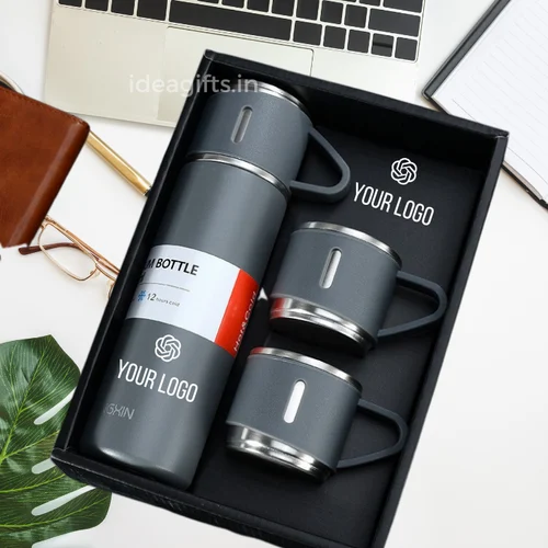 Double wall stainless steel vacuum thermos flask with 2 Free Cups( 500 ml)