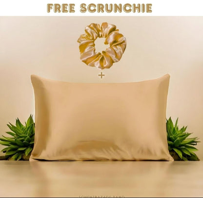 Silk pillow cover with free scrunchie