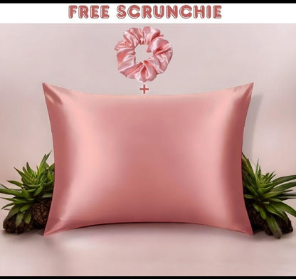 Silk pillow cover with free scrunchie
