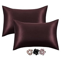 Silk pillow covers Set  ( pack of 2) with 3 scrunchies